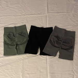 New! Women's 3 Piece Butt Lifting Yoga Workout High Waist Tummy Control Shorts